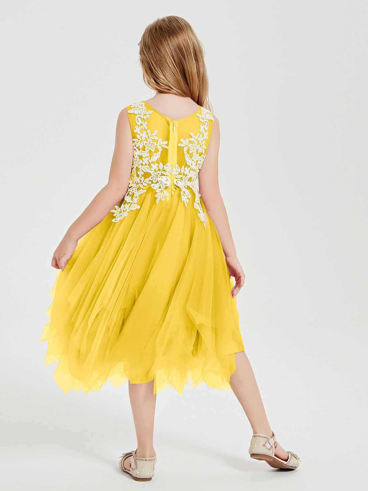 Tulle Tea Length Junior Bridesmaid Dresses Marigold